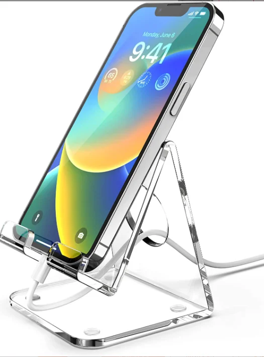 Customized Portable High Transparency Acrylic Mobile Phone Holder Creative Retail Display Stand Floor Style Made of Plastic