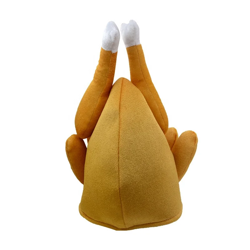 Wholesale Novelty Plush Thanksgiving Day Party Roasted Turkey Trim Cap Hat