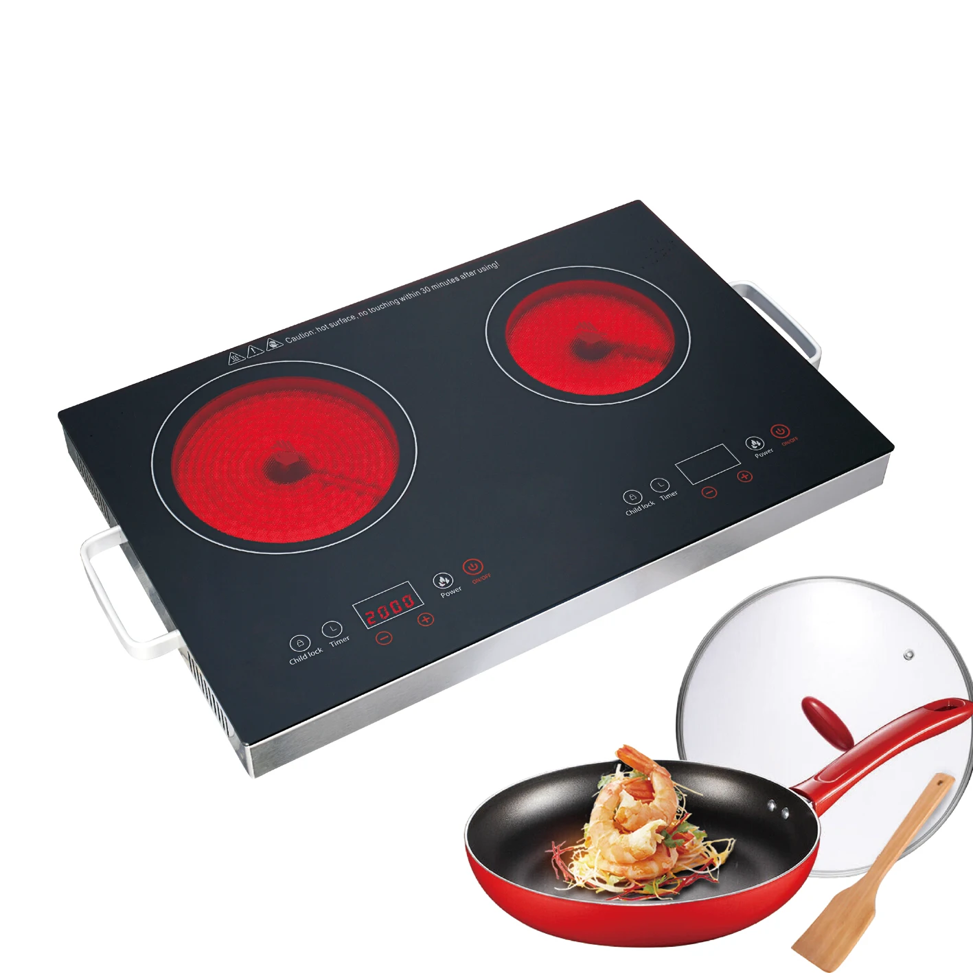 Adjustable Temperature Stainless Steel Double Electric Infared Ceramic Cooker For Family Cooking