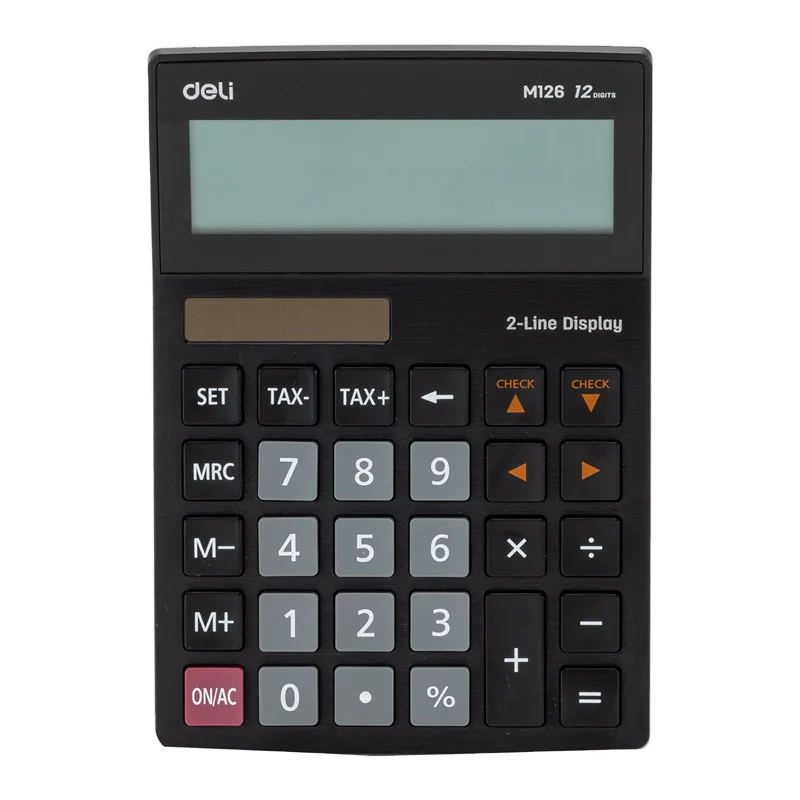 Deli EM126 Настольный калькулятор пластик-12 цифр черный Высокое качество