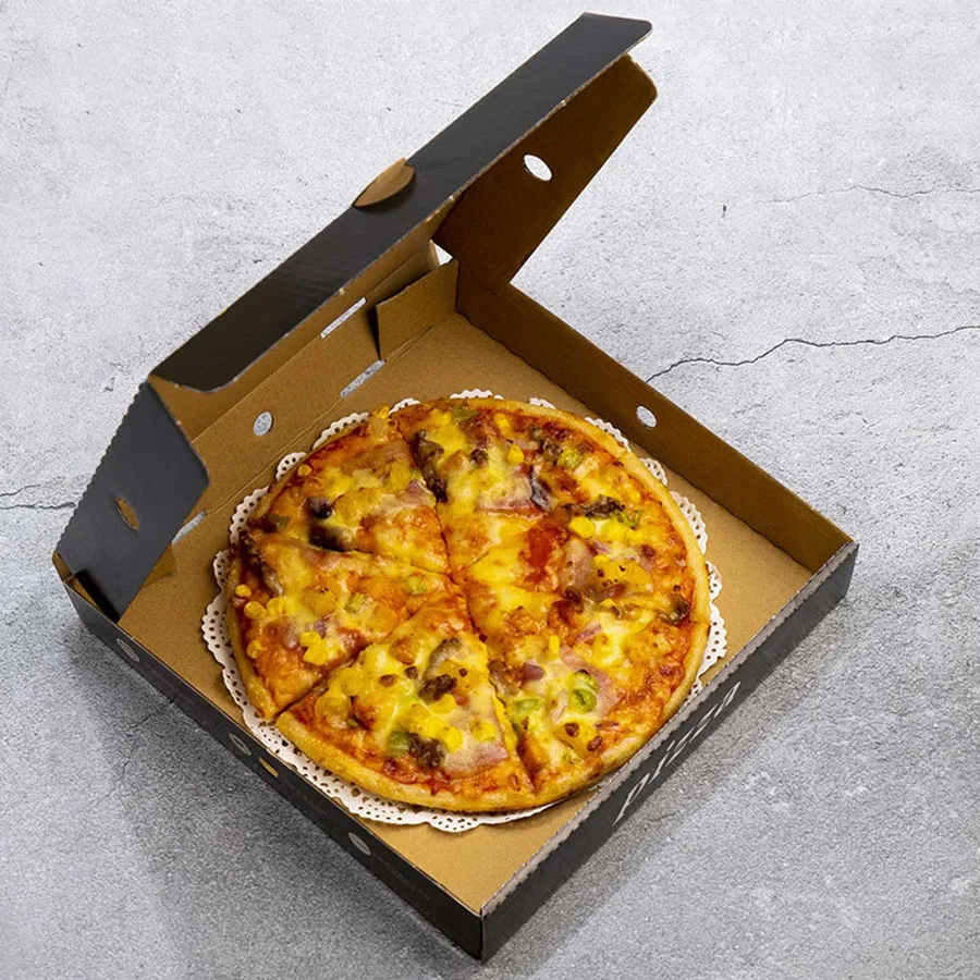 High Quality custom Logo Paper pizza box custom printed Corrugated Pizza Box with colorful printing china factory
