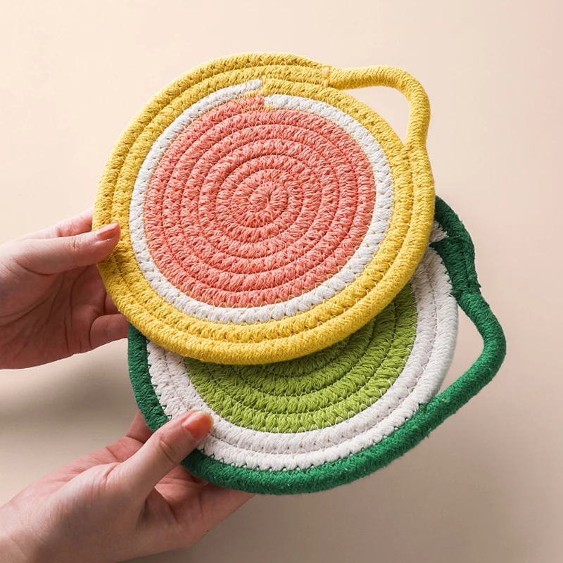 cotton place mats for kitchen table round logo customized place mats table mat dinner pad anti-slip heat resistant home decor