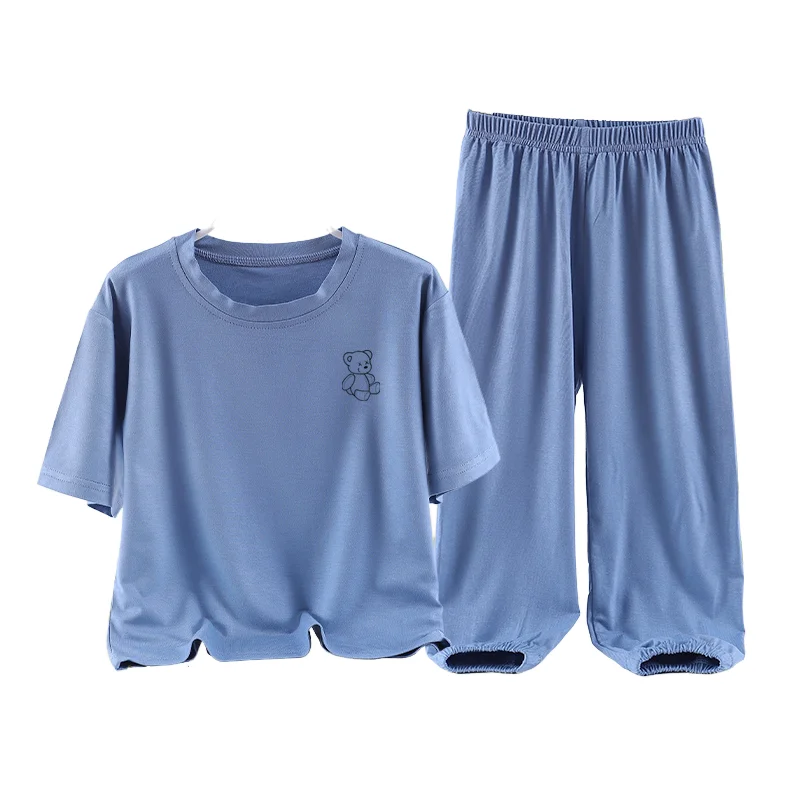 Youduomian Cheap Summer causal clothing set Hot Selling Fashion Short Sleeve shirt and pants Casual Home wear Cotton Pajamas Set