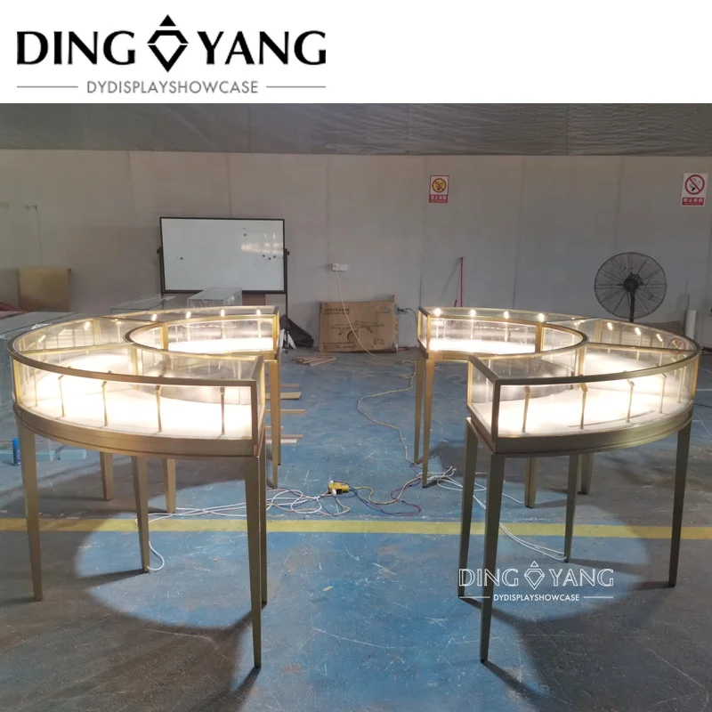 Профессиональное производство, высококлассная Современная Золотая витрина для ювелирных изделий, мебель для ювелирных изделий