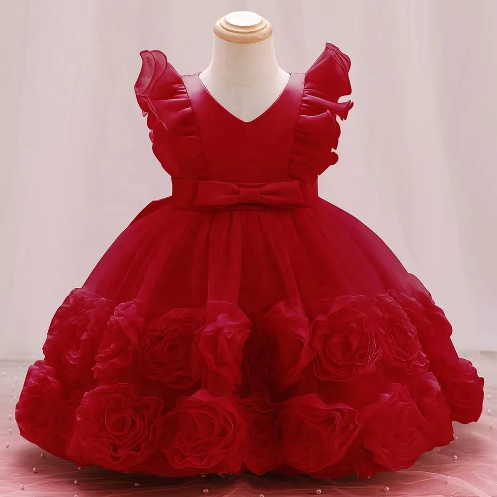 0-24M Flower Toddler Baby Girl Infant Princess Dress Baby Girl Ball Gown Wedding Party Vestidos for Baby 1 Years Birthday