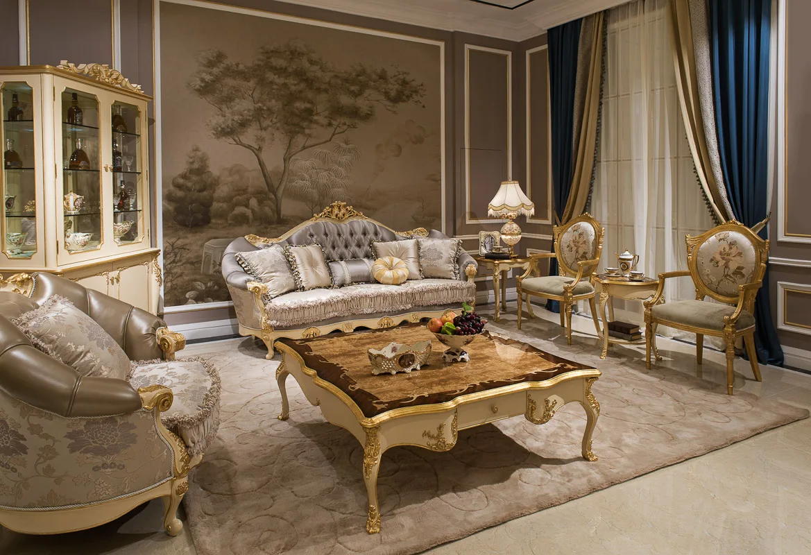 French Style Console Tables for Living Room Furniture with painting from Solid Wood Luxury Carving Handmade console cabinet