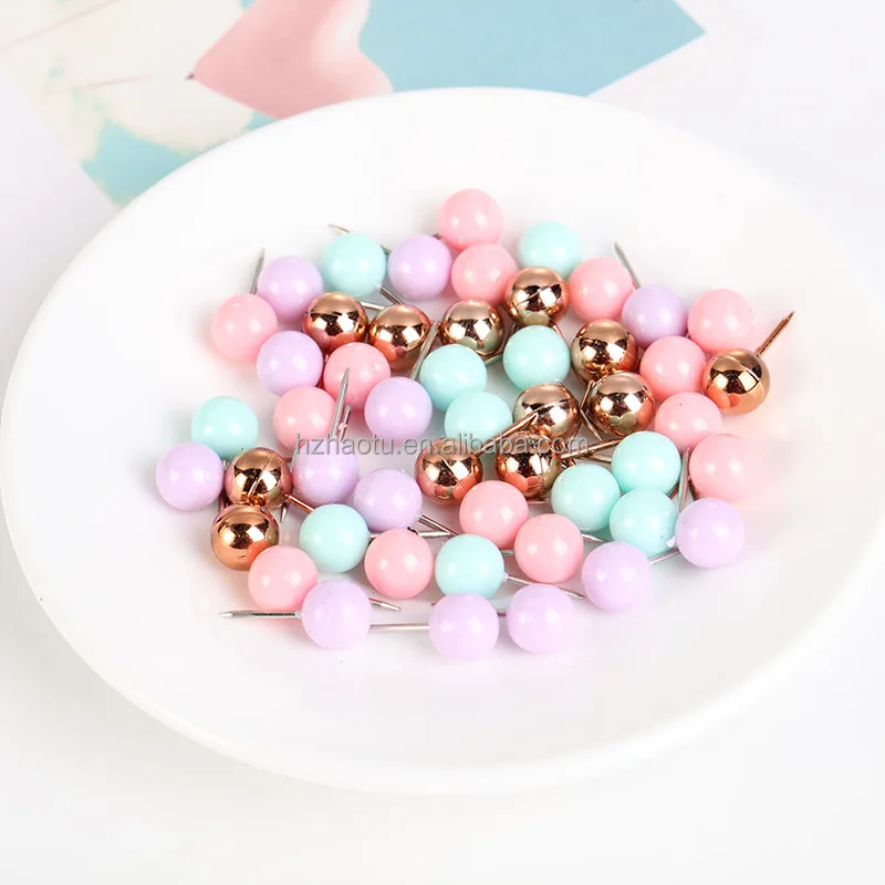 Plastic Metal Bulletin Board Round Head Cute Thumb Tacks Push
