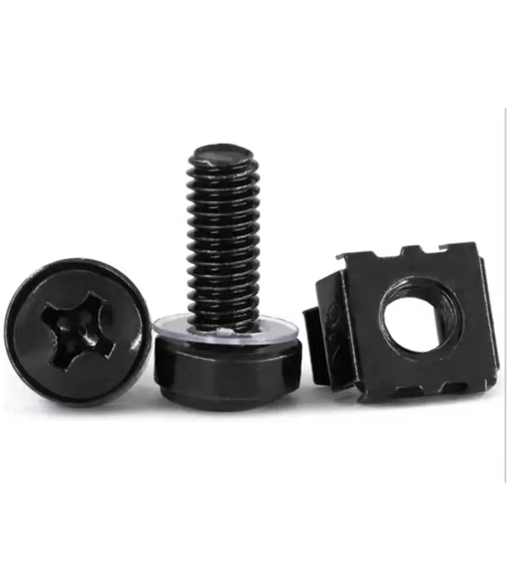 Factory M6 x 16mm Screws and Cage Nuts for Mount Rack   Shelf Cabinets Rack  Screw Cage Nut Black