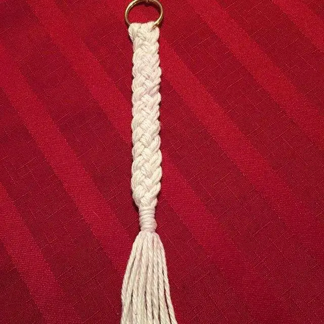 Lovely Natural Boho Macrame Keychains 100% Pure Cotton Rope Handmade Embossing Printing Key Chain Accessories for Purse or Car