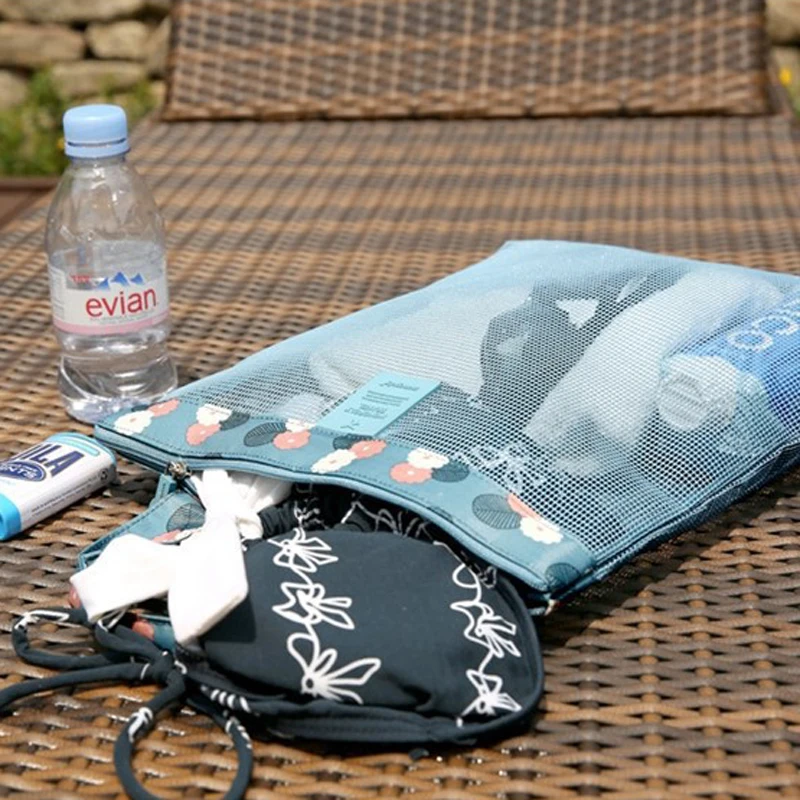 Summer Swimming Storage Washing Small Beach Mesh Beach Bag Dive Shower Zipper Pouch Document Bag