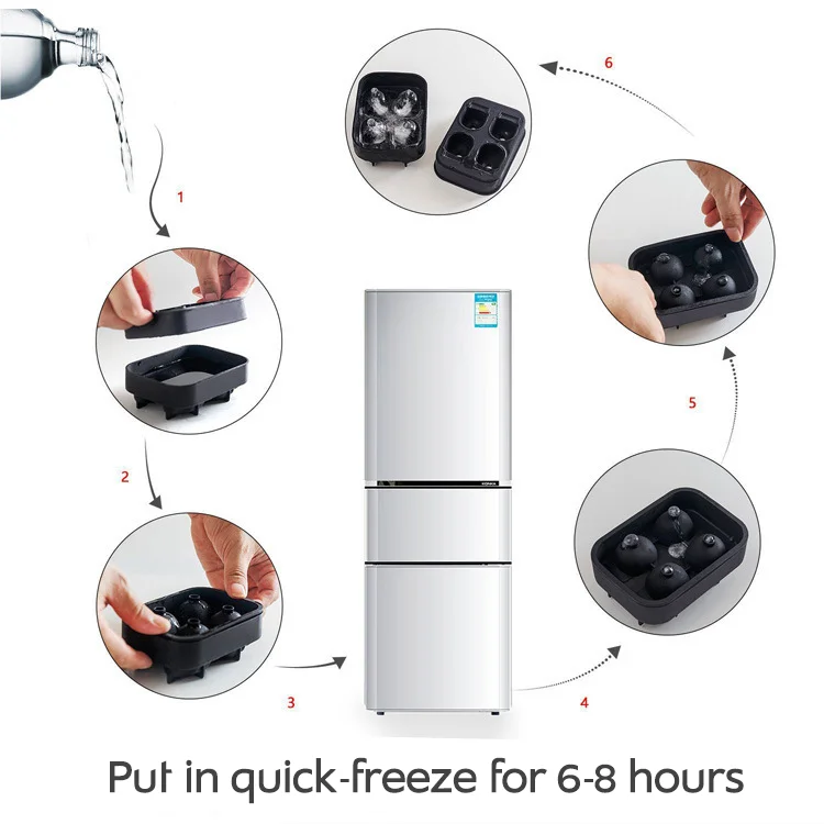 6 grids ice maker square shape ice molds reusable silicone ice cube tray