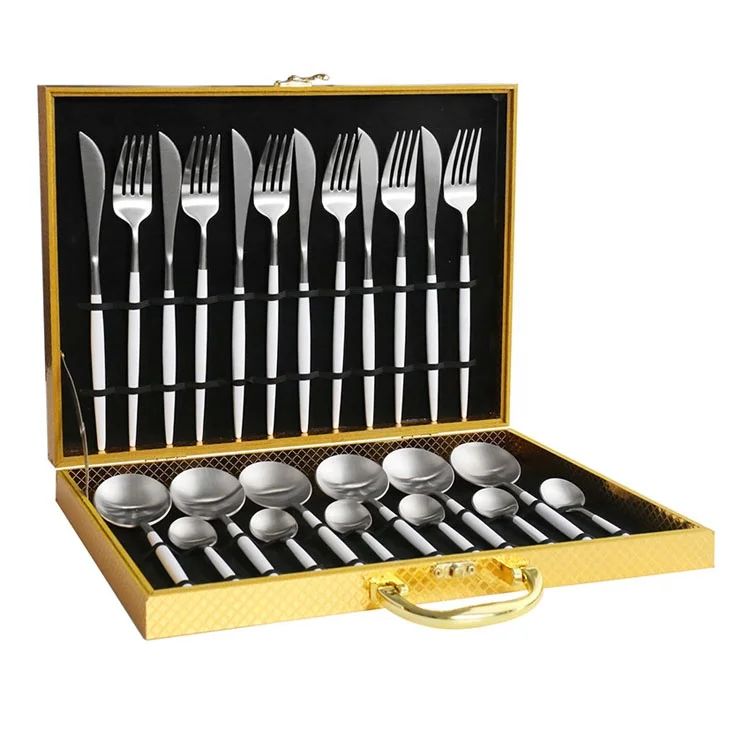 
Bulk 24 piece Titanium dinnerware Stainless Steel Golden Flatware cutipol Pink Gold Plated cutlery Set for Service 6 