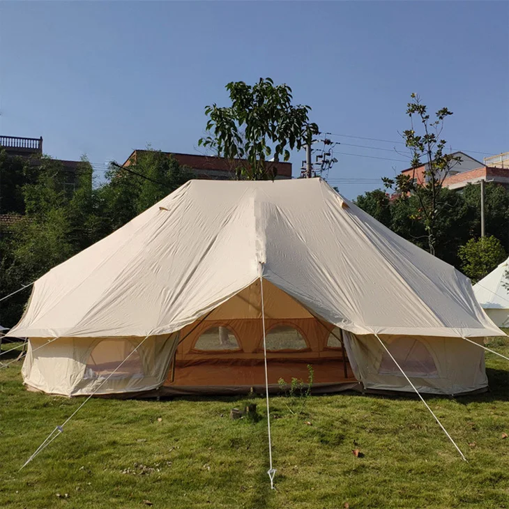 Heavy Duty Oversize Space Waterproof Luxury Outdoor Cotton Straight Bracing Type 8-10 Person Yurt Tent