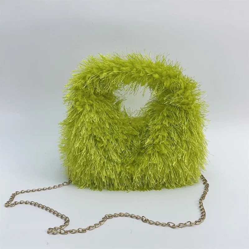 Popular Ladies Mongolian Fur Bag Fashion Party Clutch Bag Fluffy Purses And Handbags fuzzy fluffy crossbody sling bag