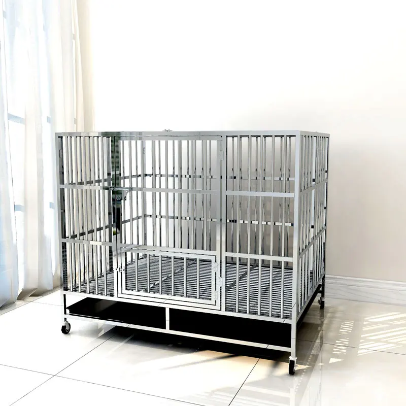 Strong Metal Kennel Heavy Duty Dog Cage for Medium and Large Dogs Pet Playpen with Four Wheels Two Pallets