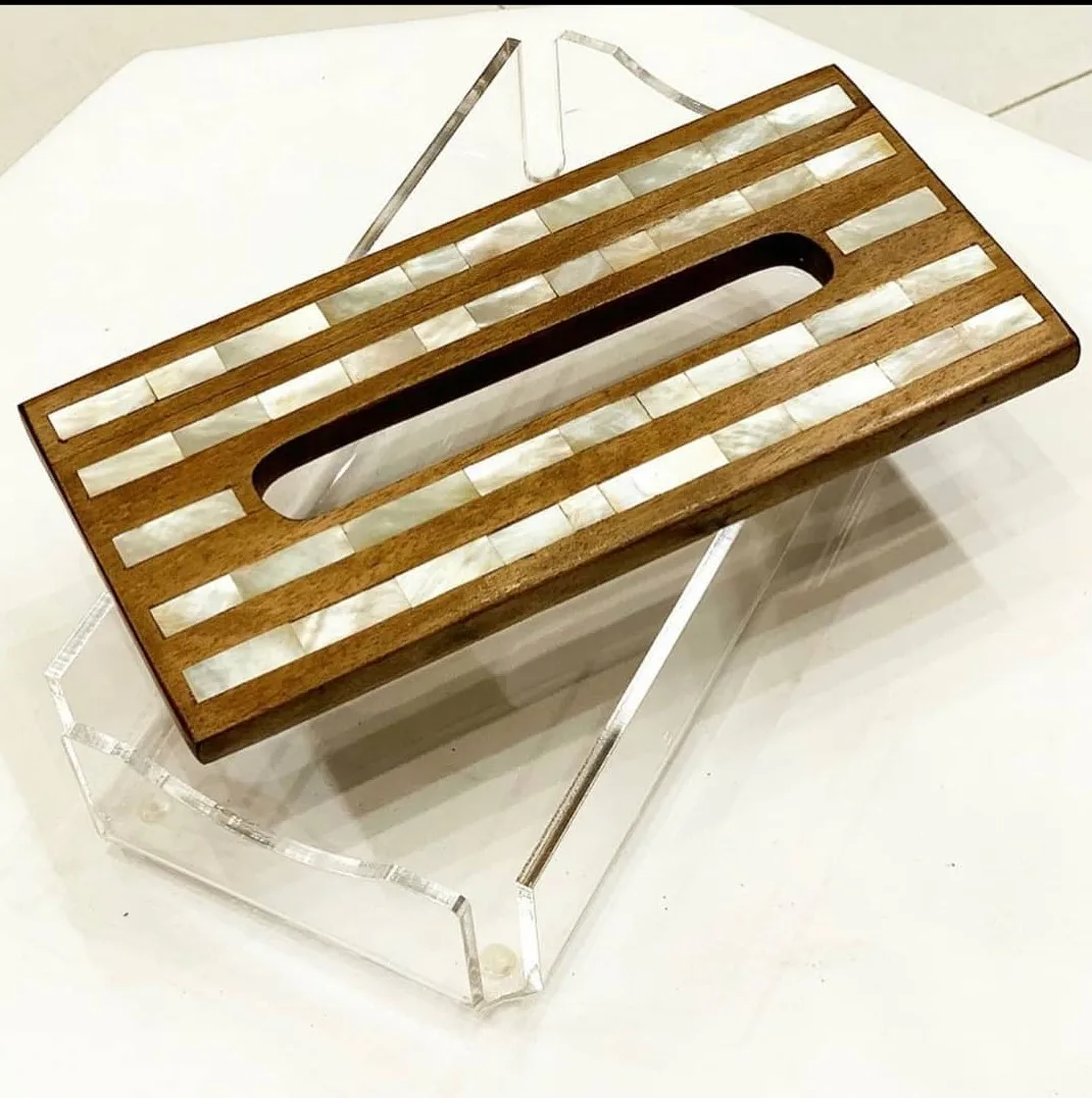 Высококачественная коробка для салфеток с имитацией перламутровой инкрустации для экспорта.