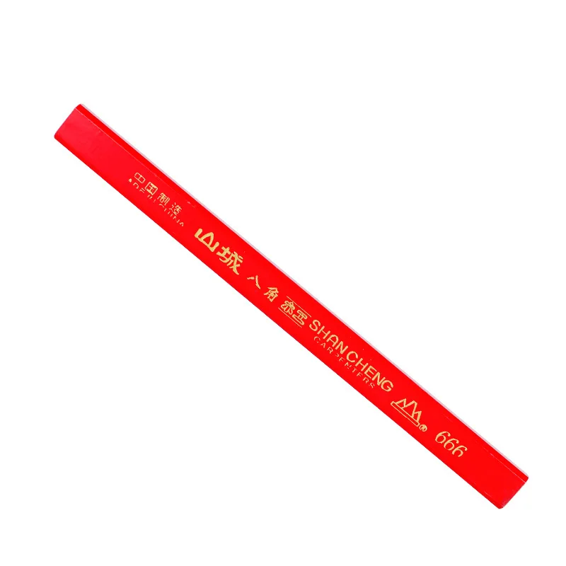 Wholesale High Quality Custom Logo Printing Builder Construction Black Red Lead Solid Carpenter Pencil