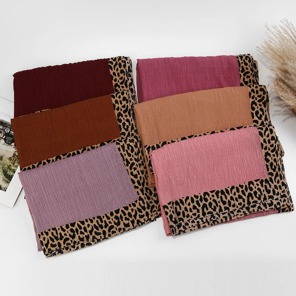 Leopard Embellished Distressed Hijab afghan scarf and hijab in pakistan turkey head scarf