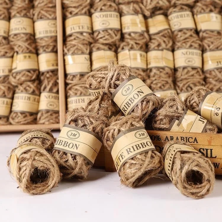 24Roll/Box 3MM 3Meters Hemp Rope Natural Jute Twine String Cord Rope DIY Making New