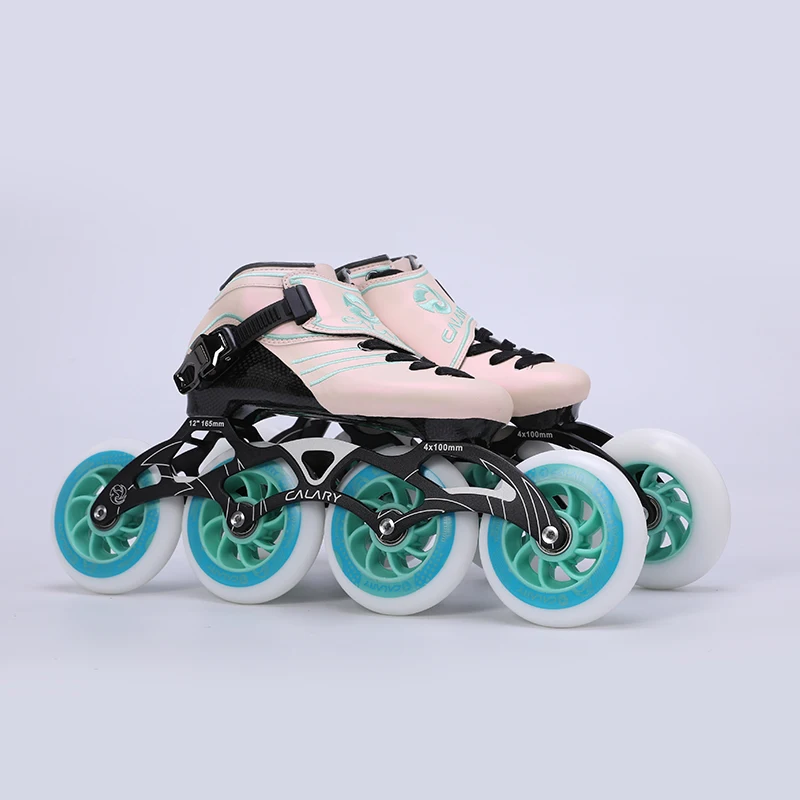 Professional roller skates training green pink roller skates with big wheels and four wheels