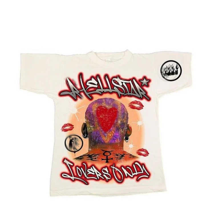 HL factory manufacturer streetwear vintage graphic printing t-shirts men wholesale custom heavyweight 100% cotton t shirt