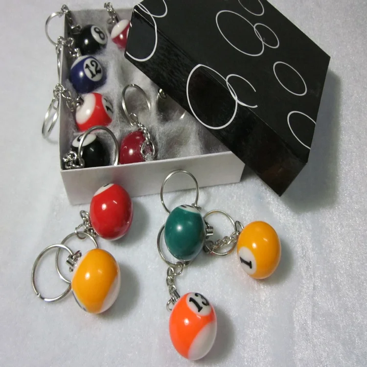 Custom Keychain Colorful Resin Billiard Ball Keychain Billiards Table Ball Key Chain