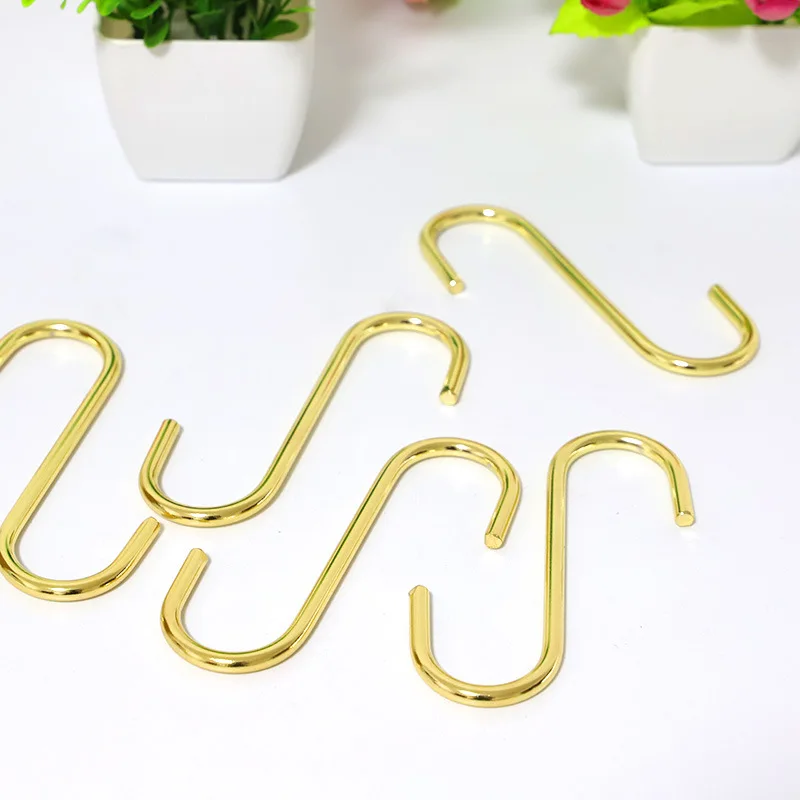 Multi-purpose s-shaped  gold color hanger kitchen cabinet coat hat garment s display metal hook