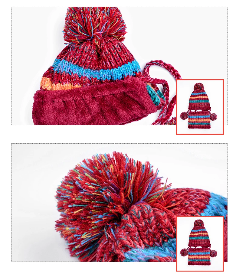 Зимние акриловые вязаные облегающие шапки для детей женская теплая вязаная облегающая шапка полосатая холодной погоды и активного