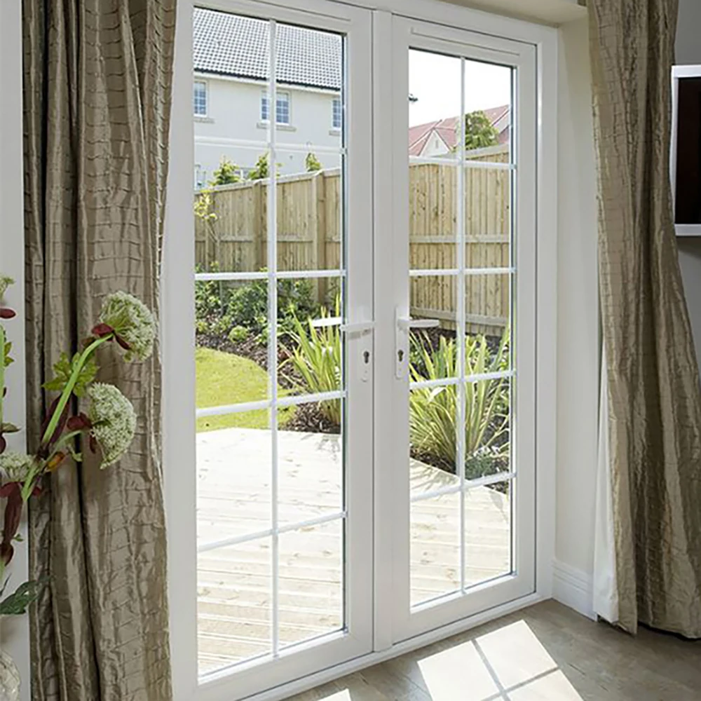 Outdoor Black Style Residential Aluminium Slim Double Swing Glass French Door