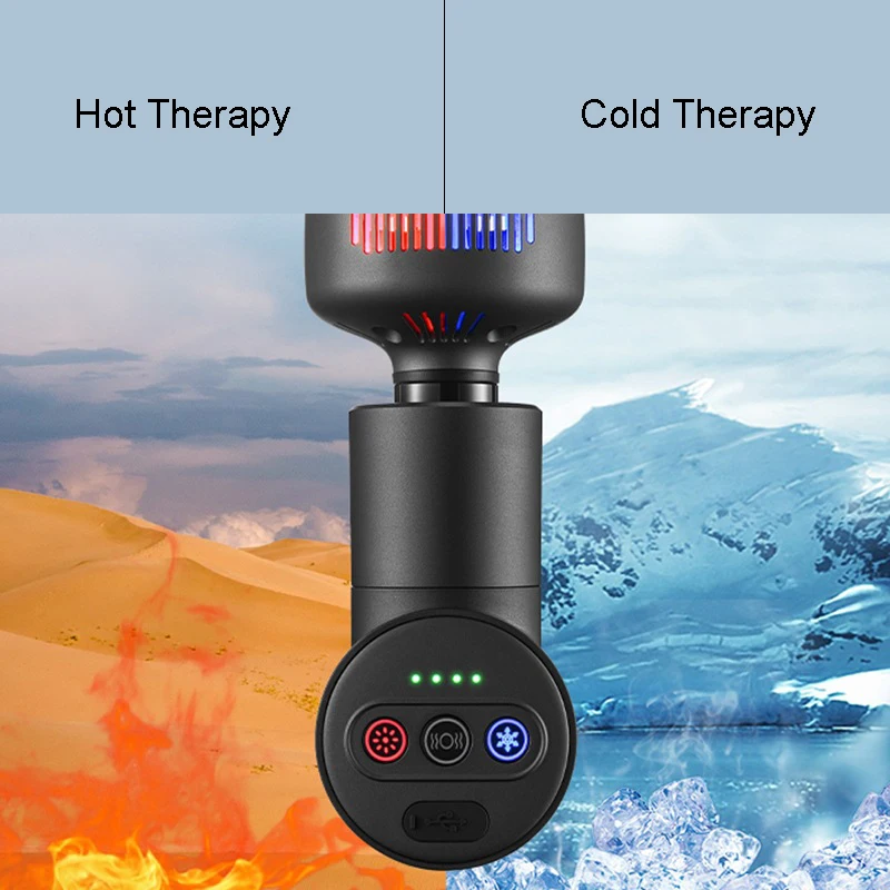 Heated Massage Gun Mini White Handheld Deep Tissue Percussion Massager Gun with Heat and Cool Head for Pain Relief