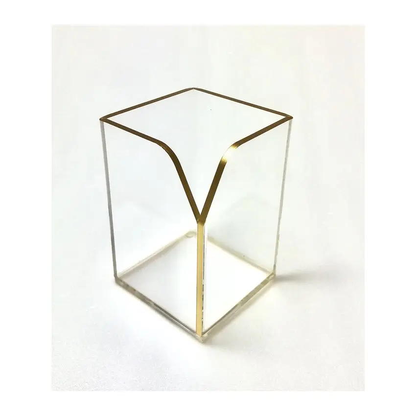 Manufacturer Wholesale Pencil Brush Holder Gold Edges Acrylic Pen Holder Cup For Pen