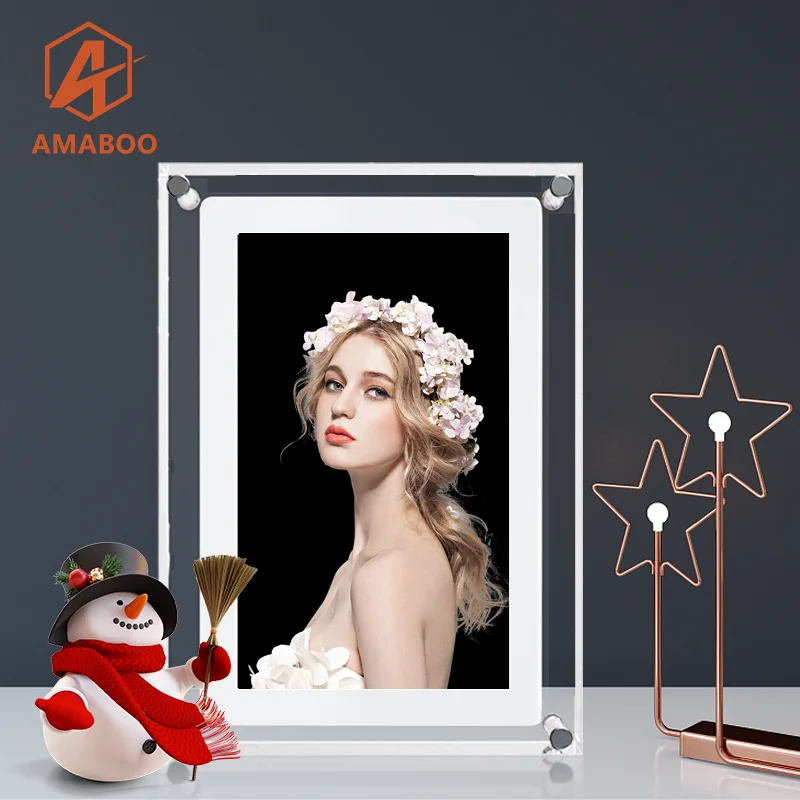 AMABOO Hot Sale Electronic Photo Album 7 Inch Custom Sex Girl Gif Picture Rohs Manual Motor Digital Frame Acrylic