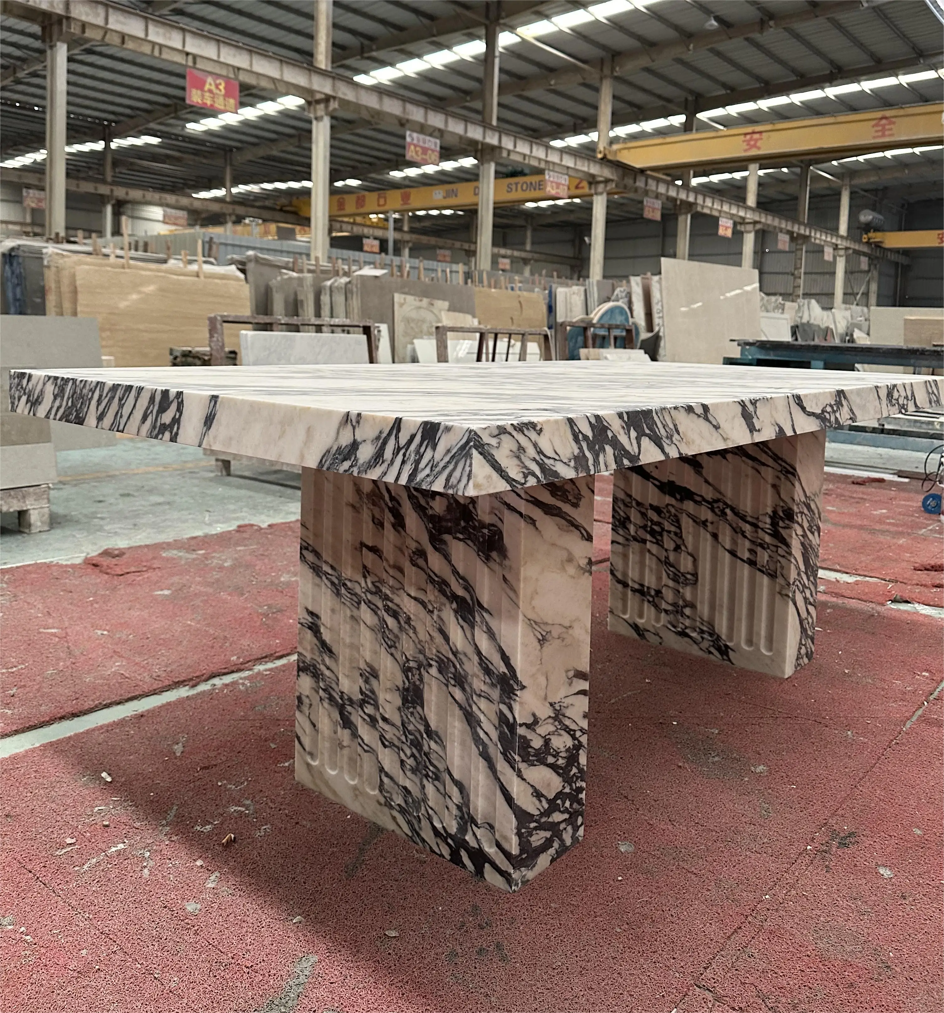 Роскошный Прямоугольный Обеденный стол из натурального мрамора Calacatta Viola Marble