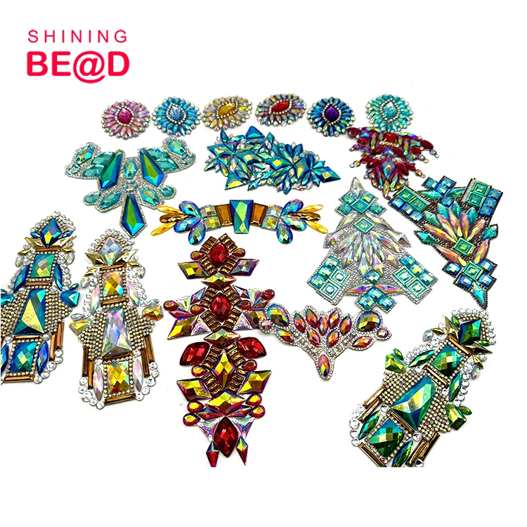 Wholesale  Carnival Costume DIY Iron-On Patches Hot-Fix Appliques with Resin Gems for Garments Shoes Bags-Hot selling