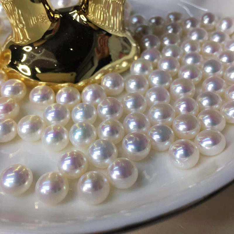 
Round loose pearl white powder mirror pearl bright flawless naked beads 6-10mm 