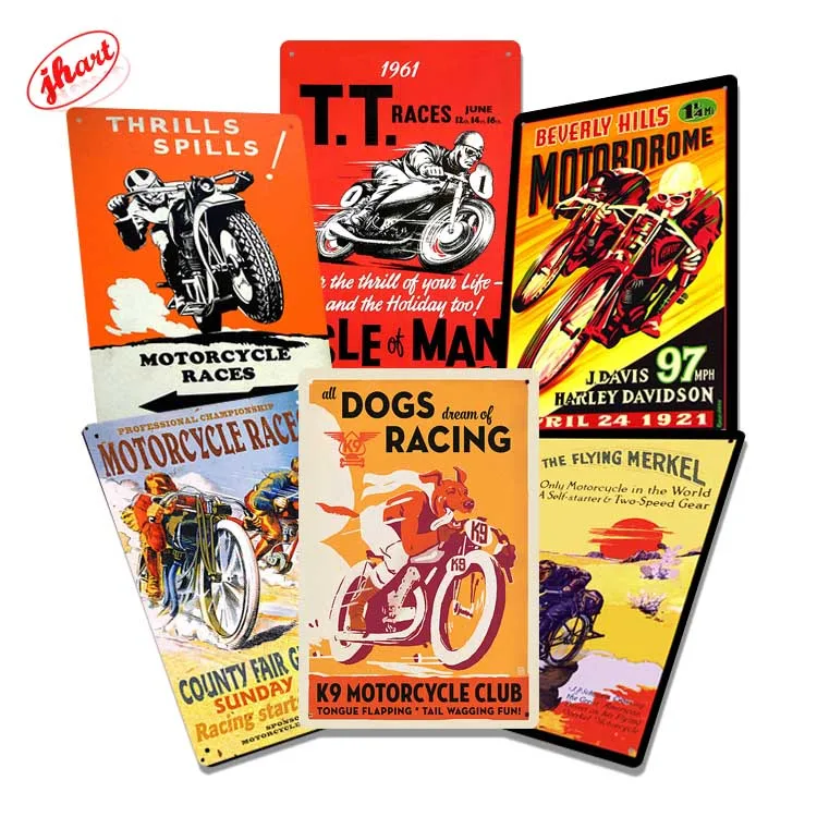 Vintage Racing Metal Poster Motor Garage Wall Decor Classic Motorcycle 20x30cm Tin Sign Motor Metal Sign Club Bar Pub Decor