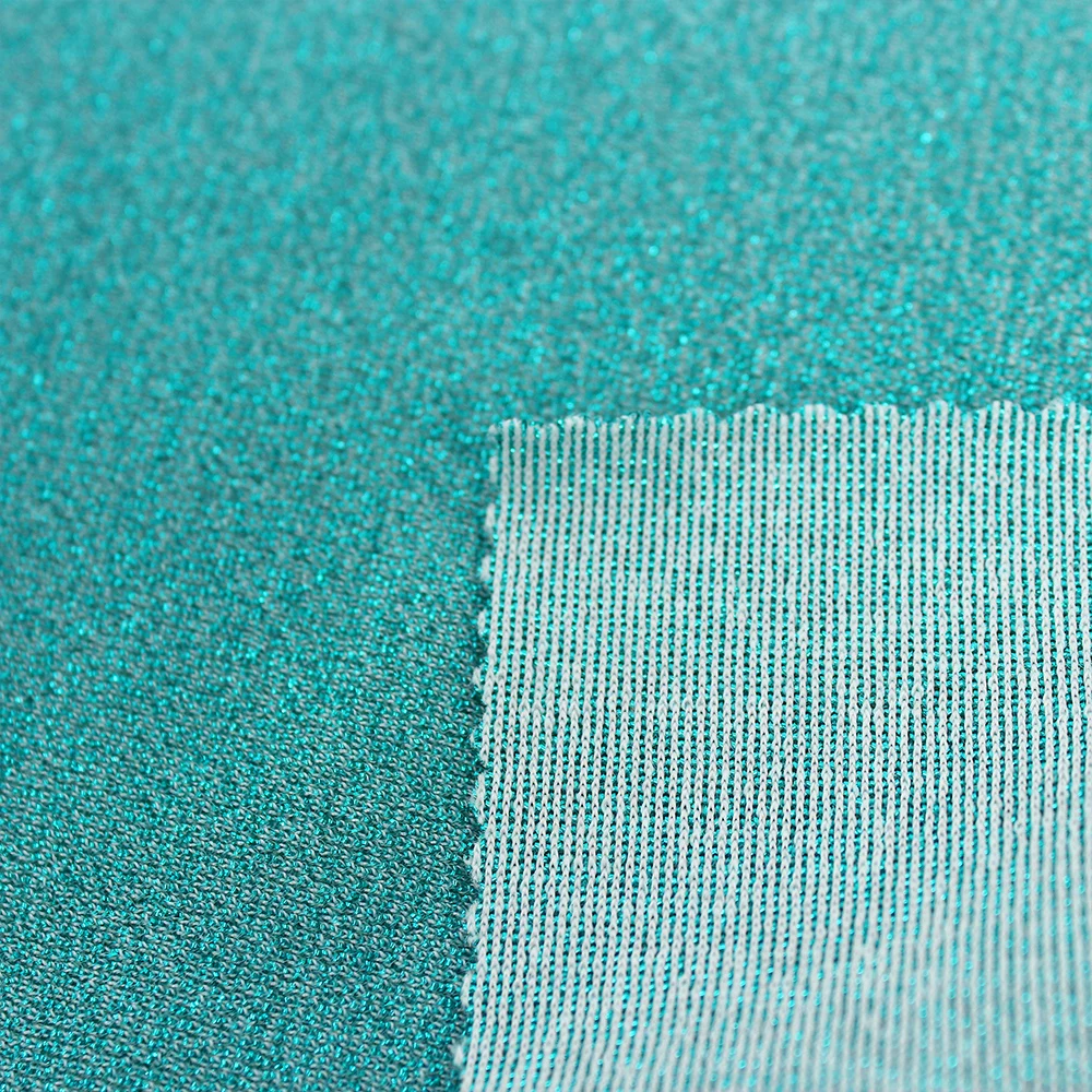 Custom Lightweight Metallic Lurex 94% Nylon 6% Spandex Fabric Stretch Jersey Material