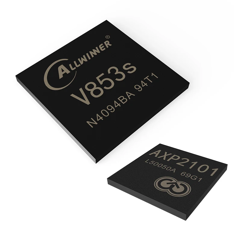 New arrival ALLWINNER V853S AXP2101 XR829 AI chip PMIC WIFI BLue booth sets linux sip 128MB DDR  BGA package
