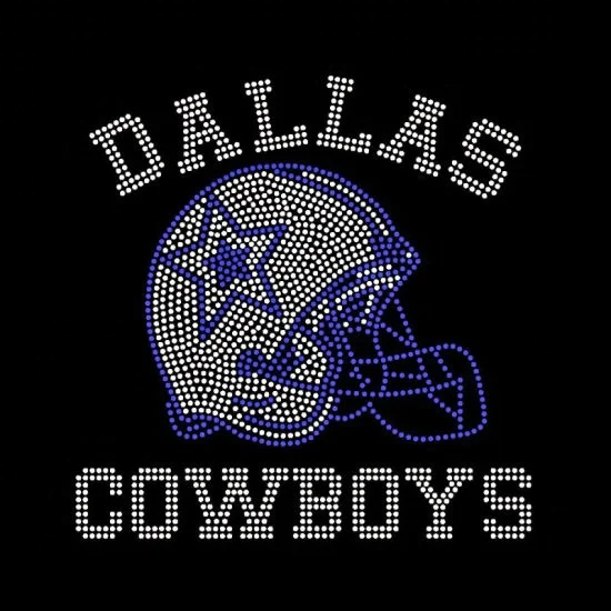 High Quality Custom Bling Rhinestone Heat Transfer Designs Factory Sale Shiny Sport Team Logo Iron on cowboy Motif