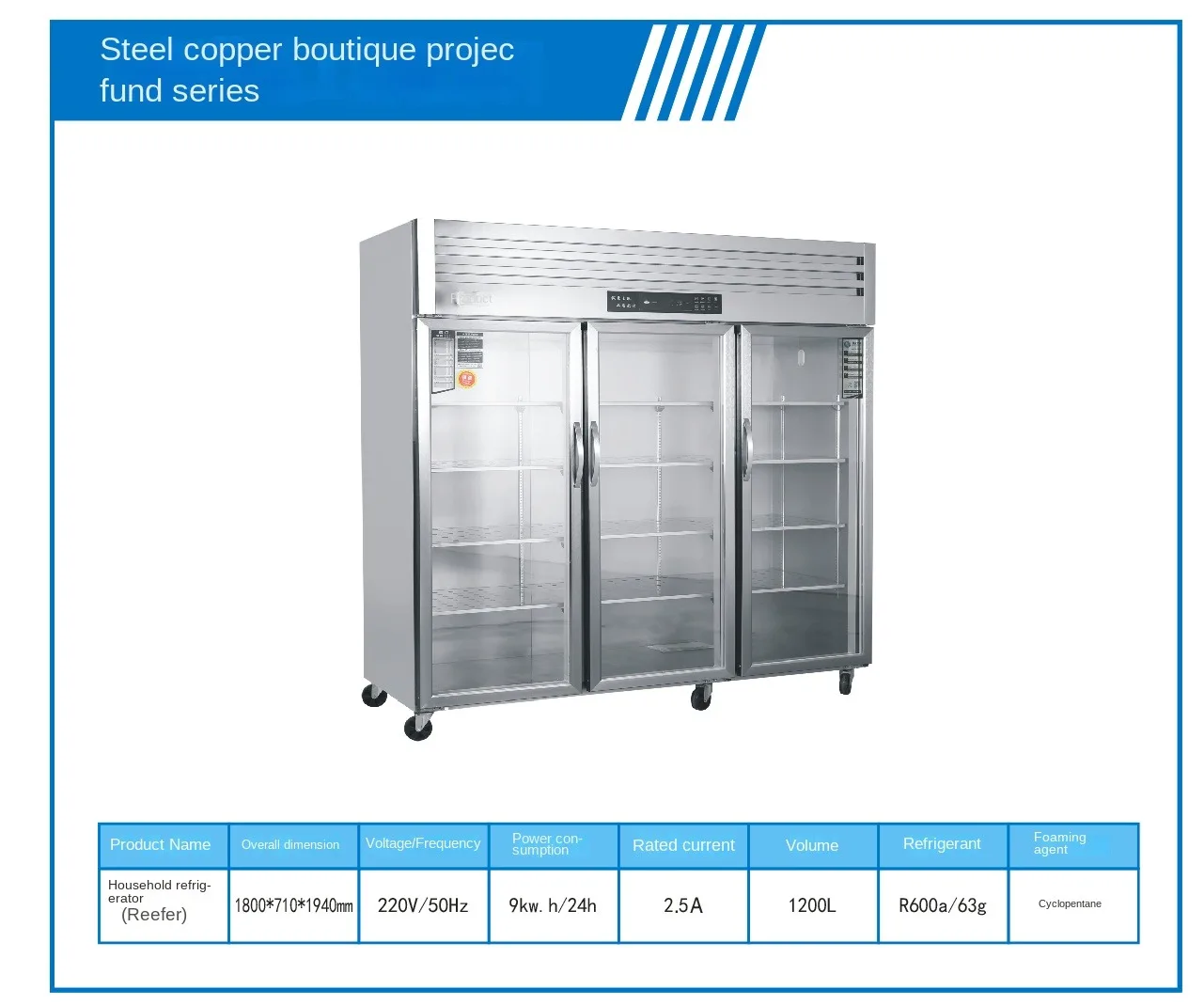 Fashionable Hot Pick Frost-Free Commercial Use Three Doors Mobile Refrigerated Freezer