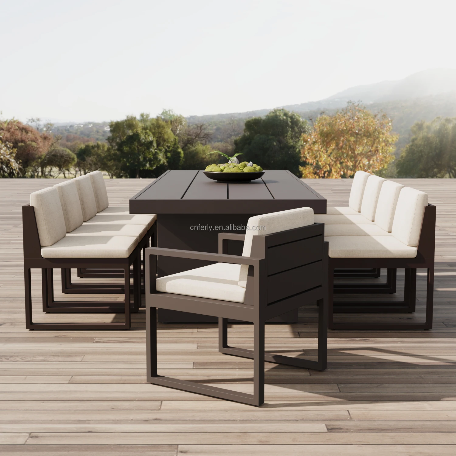 Modern Luxury 12-Seater Garden Aluminium Outdoor Patio Furniture Set Dining Table Dining Chair Set For Park Outdoor Villa Garden