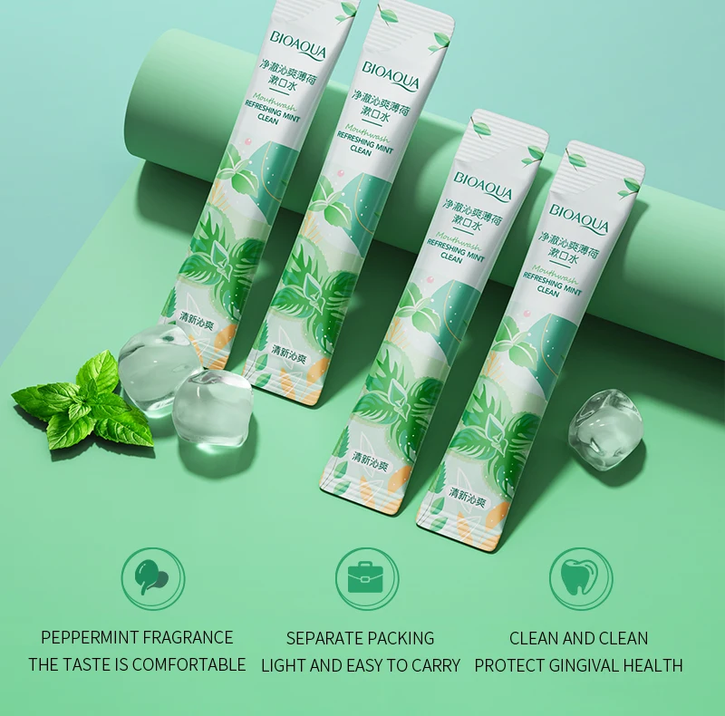 Bioaqua OEM частная этикетка портативный сильный прохладный экстракт мяты вишни лимона уход за полостью рта отбеливание зубов жидкое полоскание