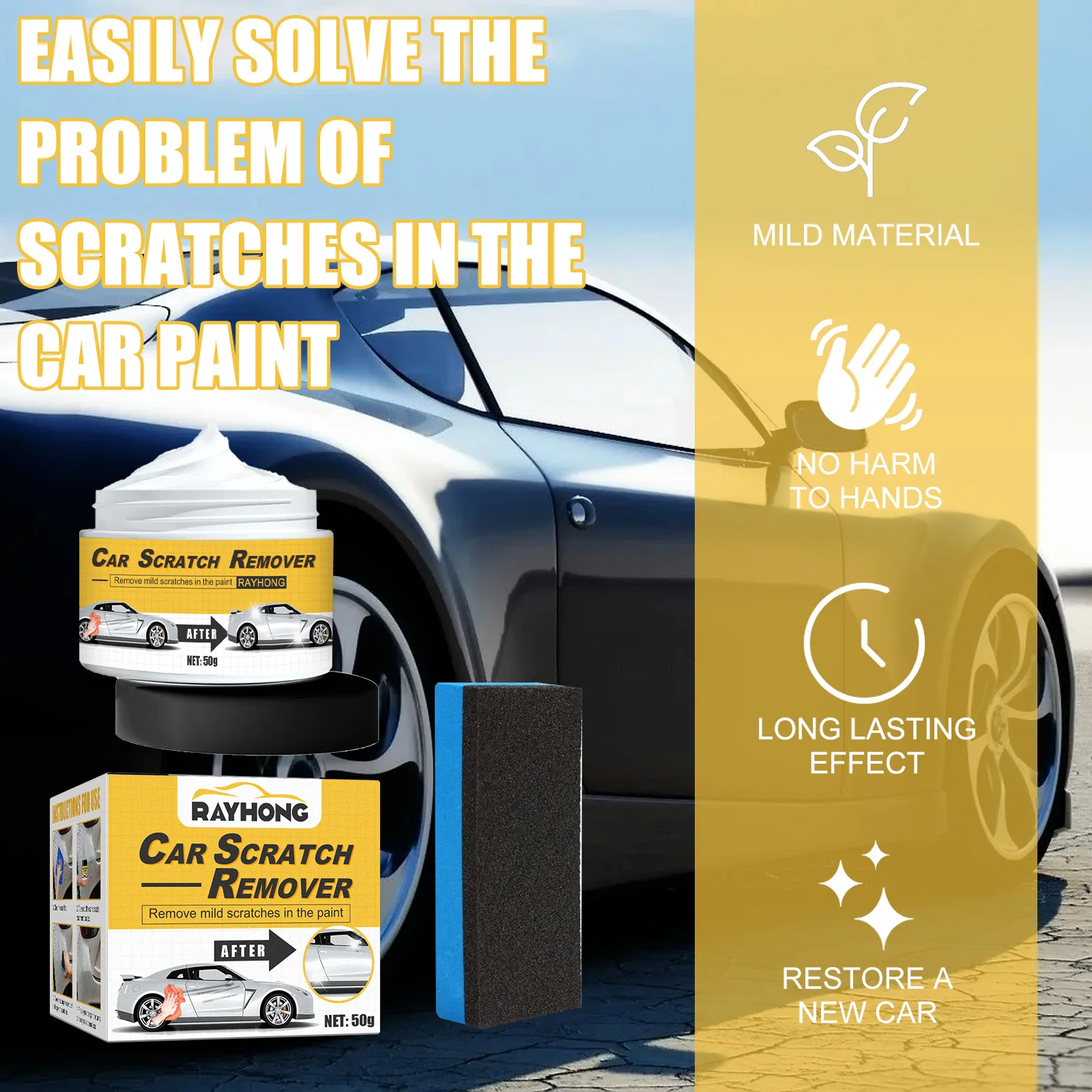 Rayhong Car Paint Scratch Repair Cream Body Surface Car Scratch Remover Color Easy Quickly Scratch Repair Kit