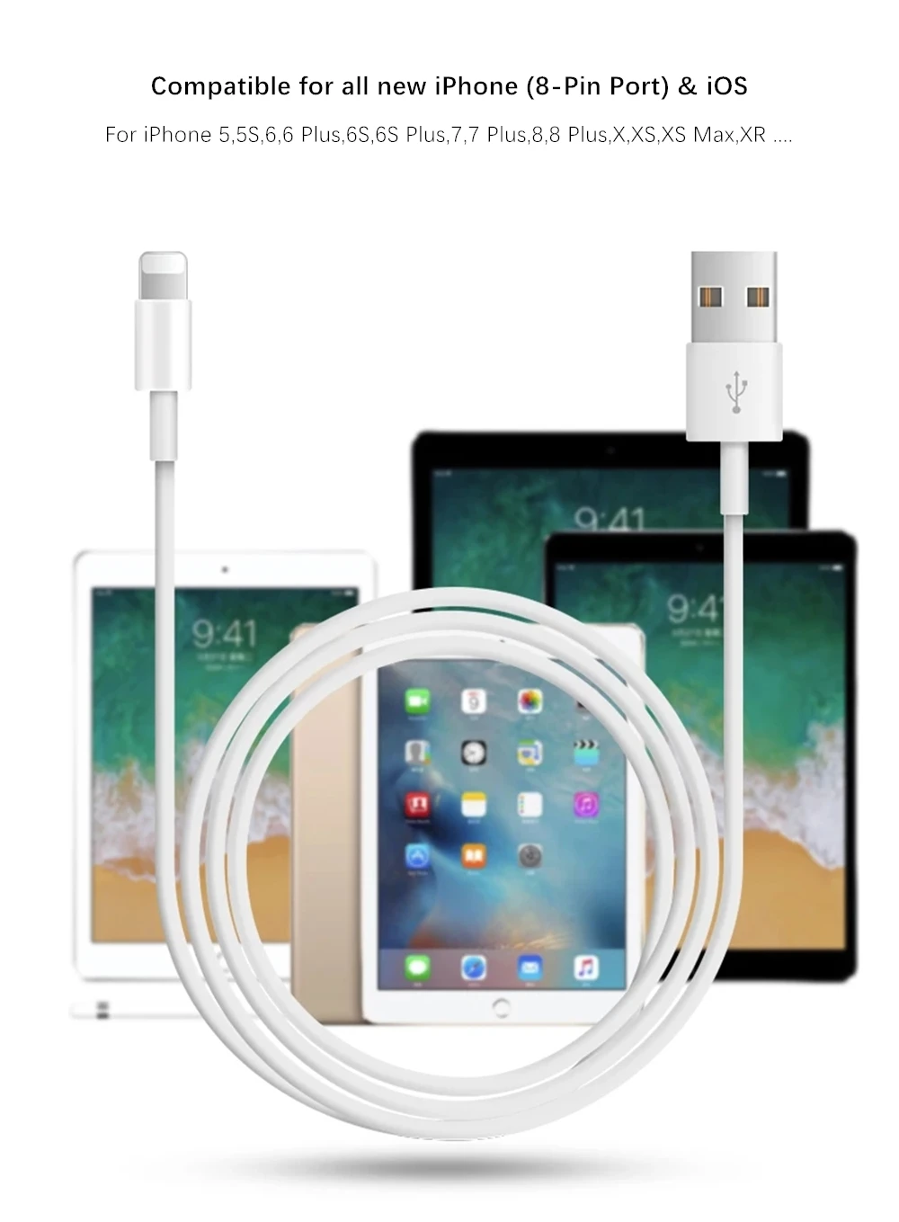  Зарядный кабель Usb C 1/2/18/20 Вт для IPhone 12/11 Pro/XS