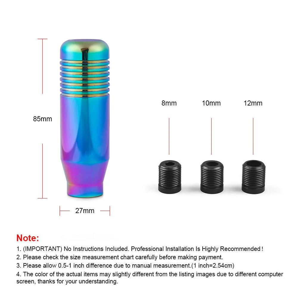 85MM Stylish Gear Shift Knob Stick Manual Transmission Universal Car Aluminum Extended JDM Gear Shifter Gear Head Knob NO LOGO