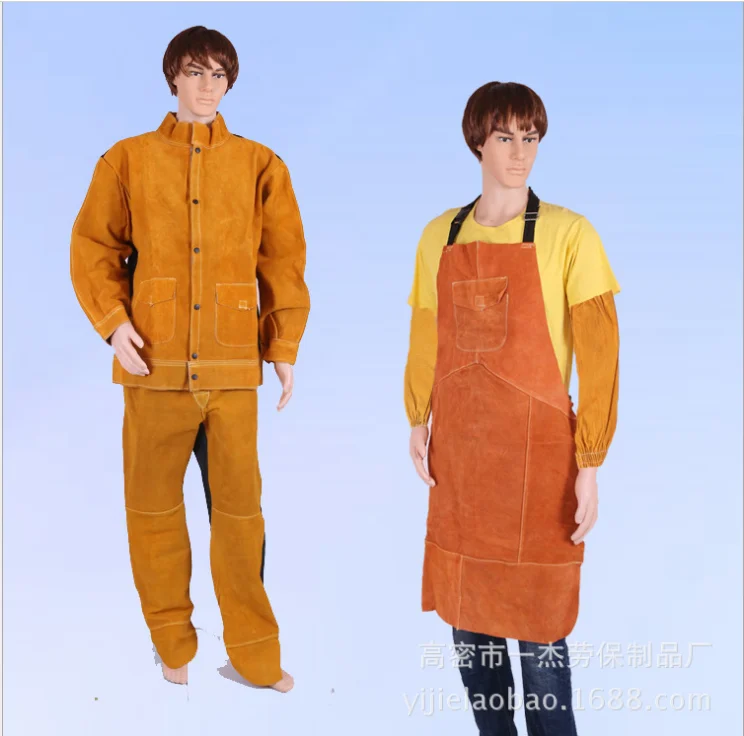 Split Leather Coveral Welding CoverallDeluxe Golden Cow Grain Leather Welding Clothes Jacket