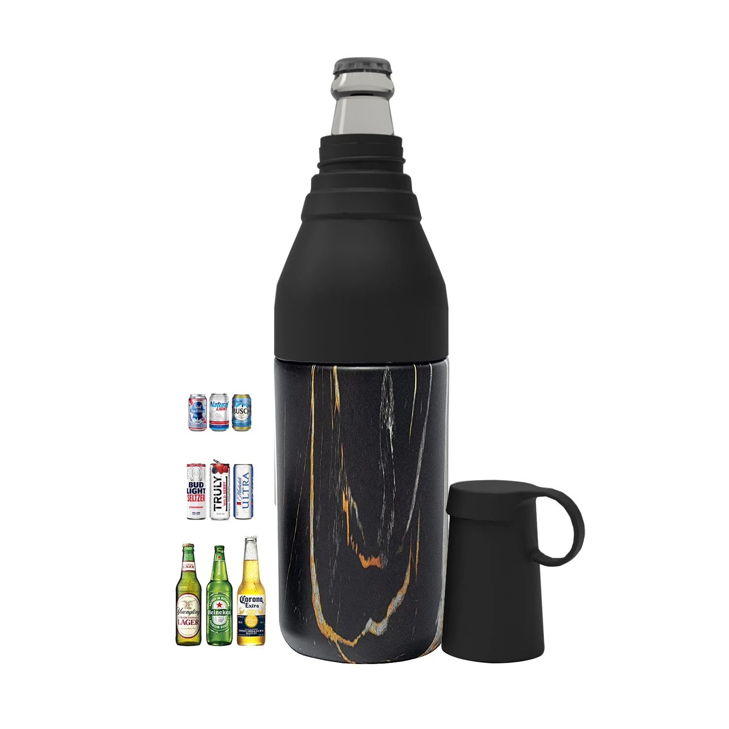 Полуночная мраморная Изолированная Двойная Стенка из нержавеющей стали 12 унций замороженный пивной изолированный рукав пивная бутылка охладитель банки с ручкой