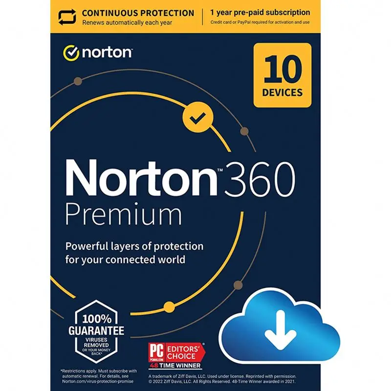 Norton 360 Премиум онлайн Активация 100% ключ код розничный один год 10 шт. лицензии
