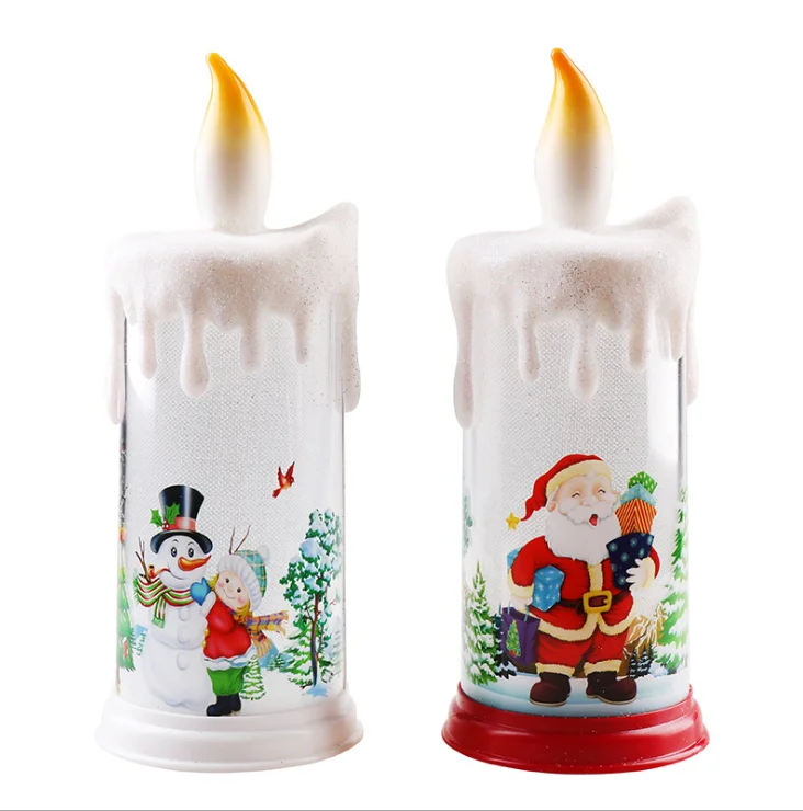 LED Christmas Tabletop Decoration Candle Light Battery Operated Electronic Candle Night Light Xmas Atmosphere Lamp