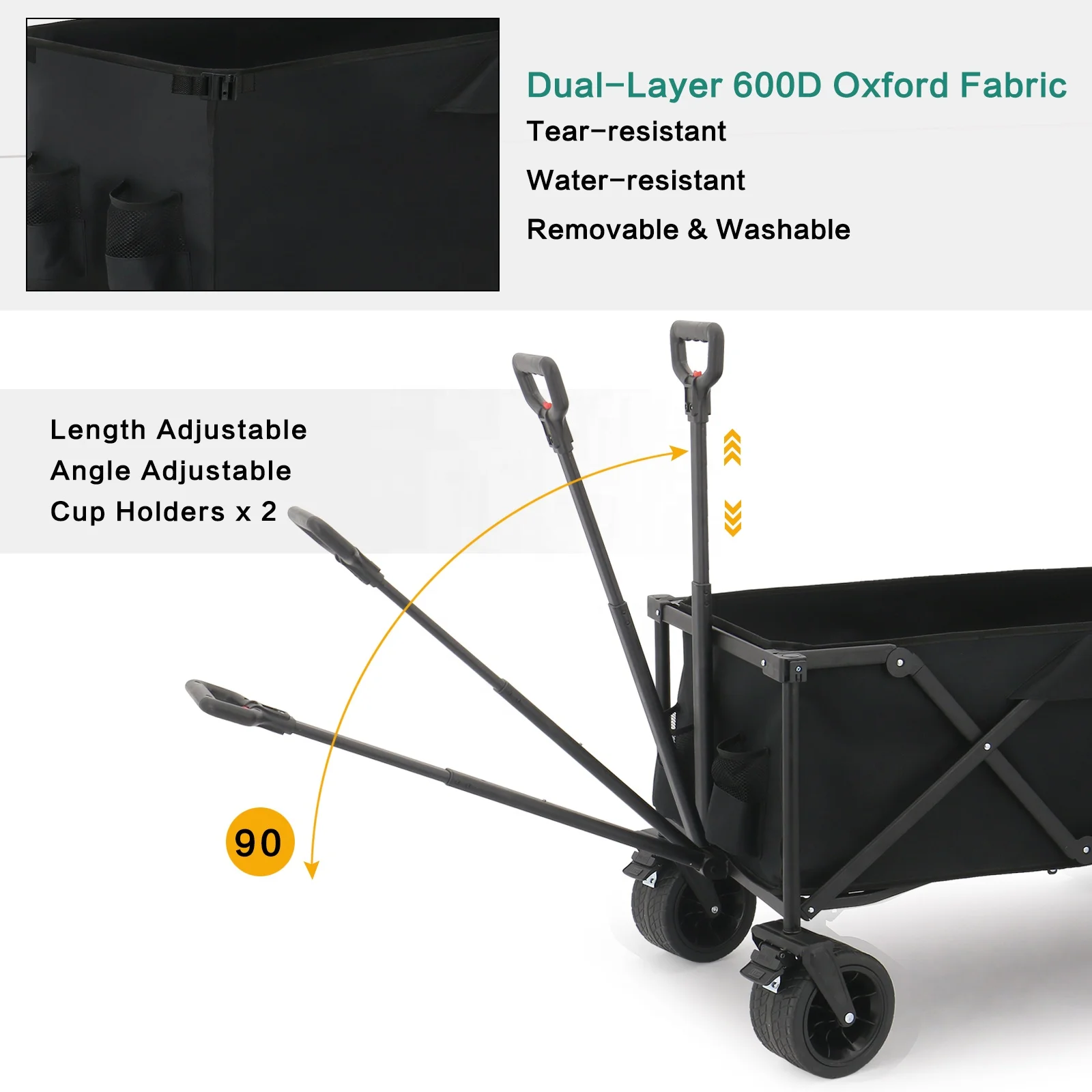 Eaynon Outdoor Mesh Collapsible Wagon Cart Folding Shopping Trolley Folding Wagon For Tools With Oem Support